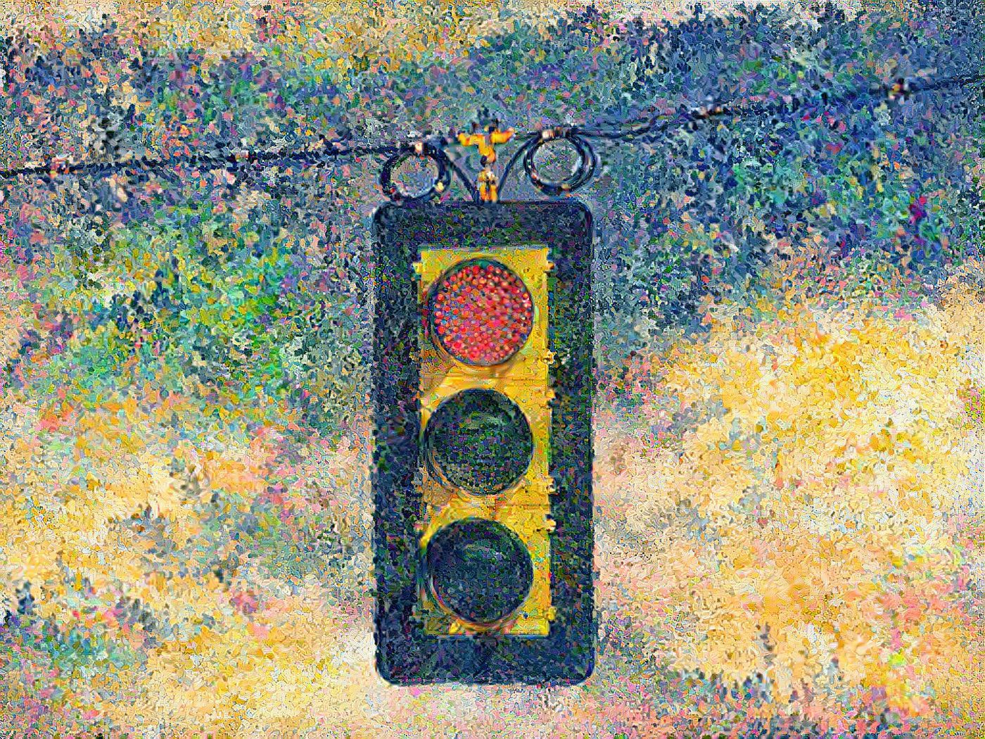 alt:AI painting of a red light