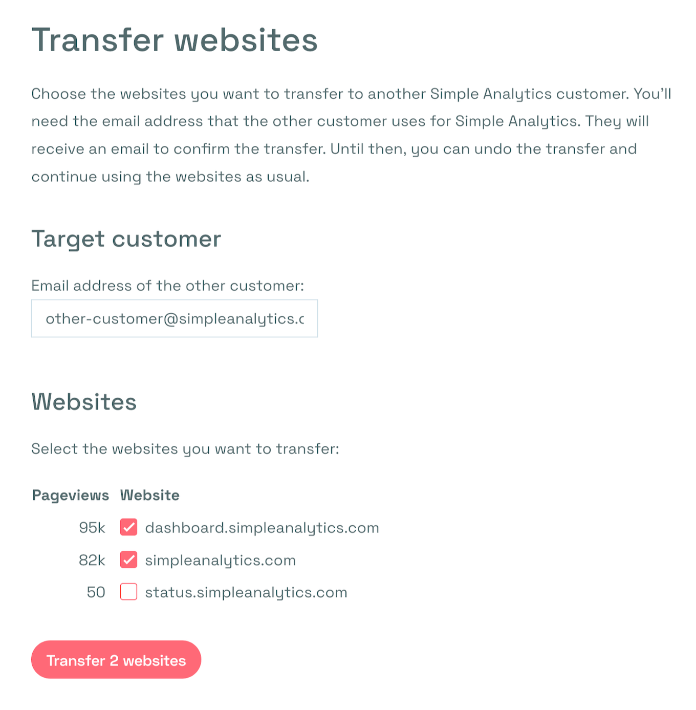 the transfer page