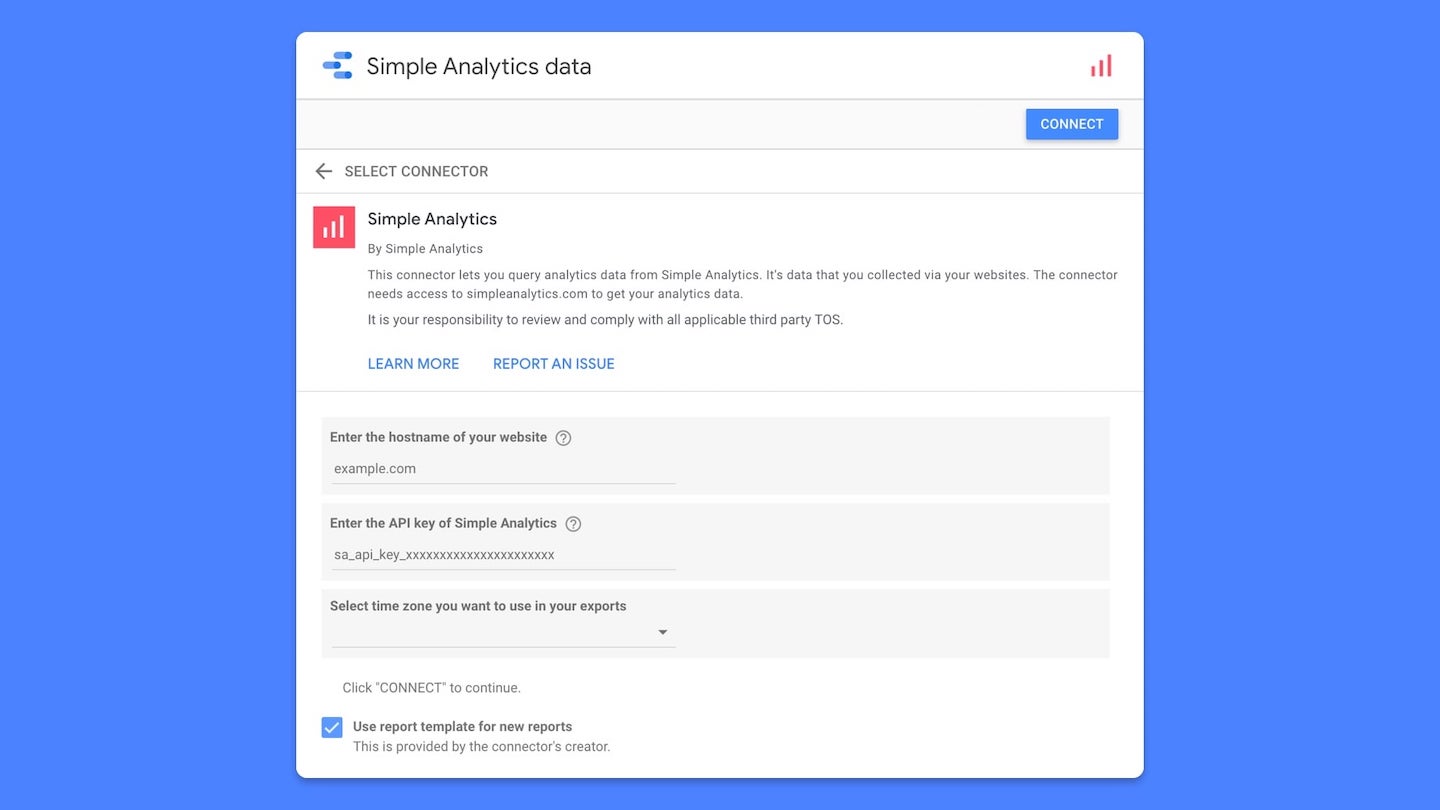 Simple Analytics connector for Google Data Studio