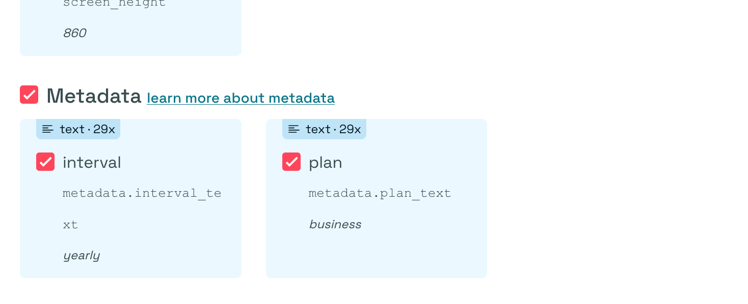 Export metadata the UI of Simple Analytics